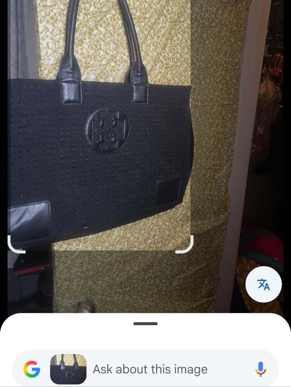 Tory Burch Black Quilted Logo Tote
